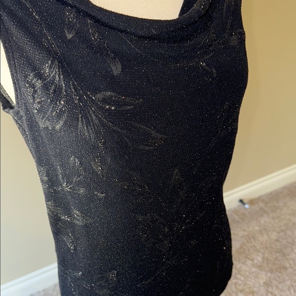 Reitmans Tank Top Black Gold Metallic Sparkle Sleeveless Draped Neckline Women's - Picture 4 of 10